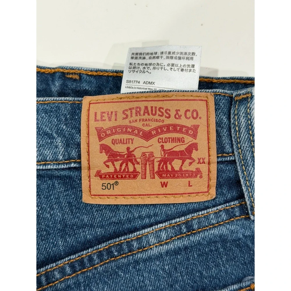 Levis 501 Original High Rise Cutoff Shorts Medium Wash Denim Button Fly 26